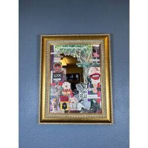 VINTAGE CUSTOM WOODEN FRAME mirror art handmade y2k glass home decor retro style